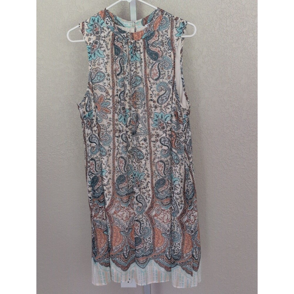 DR2 Daniel Rainn Sleeveless Lined Paisley Printed Shift Dress Sz XL X-Large